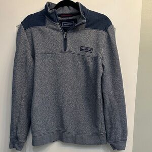 Vineyard Vines Men's Heather Blue Quarter Zip Sweater